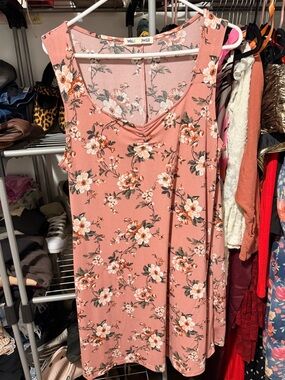 Wallflower Dusty Rose Floral Tank Dress with White Accents